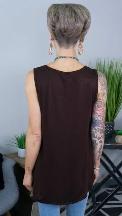 The ZigZag Stripe Chocolate Ribbed Right On Time Tank TOPS & TUNICS