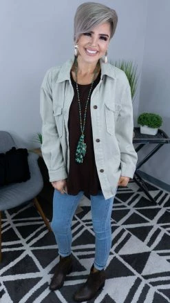 The ZigZag Stripe Chocolate Ribbed Right On Time Tank TOPS & TUNICS