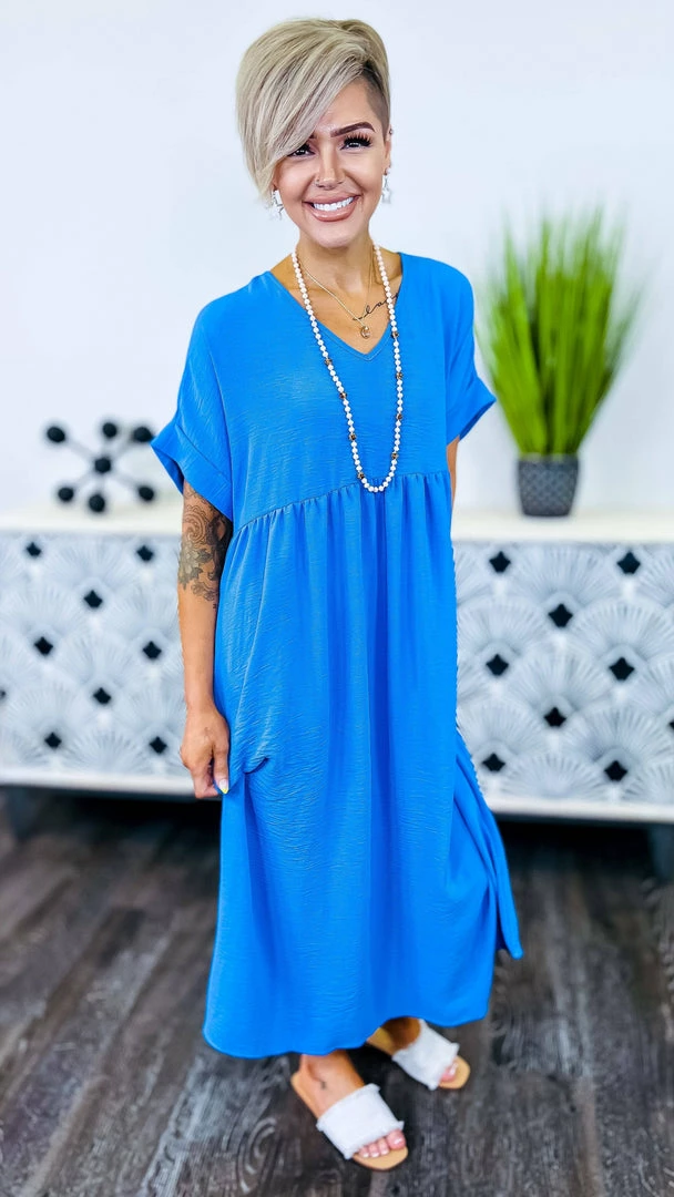 The ZigZag Stripe Cobalt City Sleek Midi Dress DRESSES