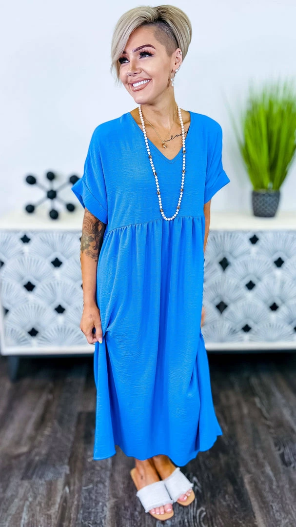 The ZigZag Stripe Cobalt City Sleek Midi Dress DRESSES