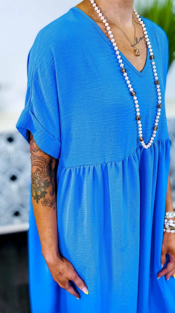 The ZigZag Stripe Cobalt City Sleek Midi Dress DRESSES