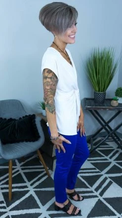 The ZigZag Stripe Cobalt Skinny Ponte Pants