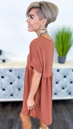 The ZigZag Stripe Copper City Sleek Dress DRESSES