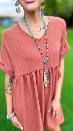 The ZigZag Stripe Copper City Sleek Dress DRESSES