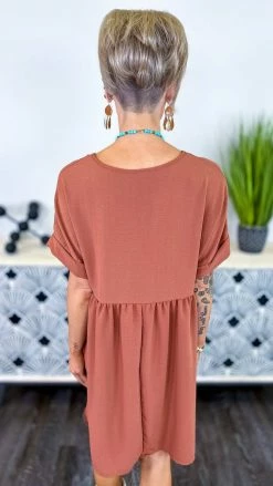 The ZigZag Stripe Copper City Sleek Dress DRESSES