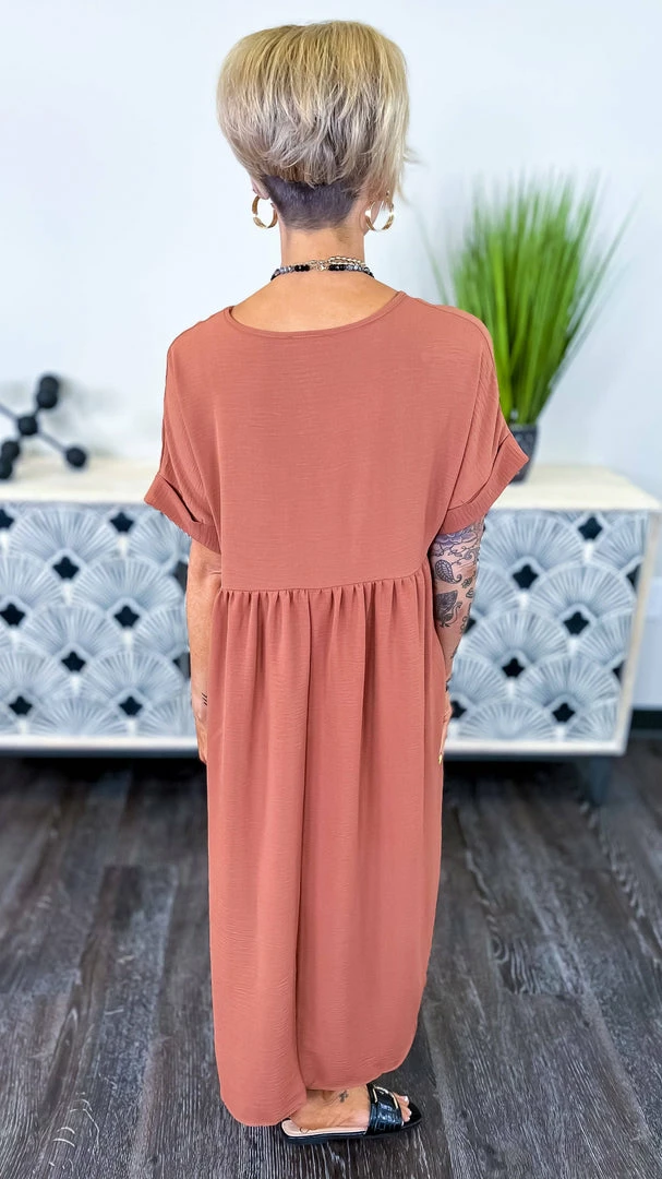 The ZigZag Stripe Copper City Sleek Midi Dress