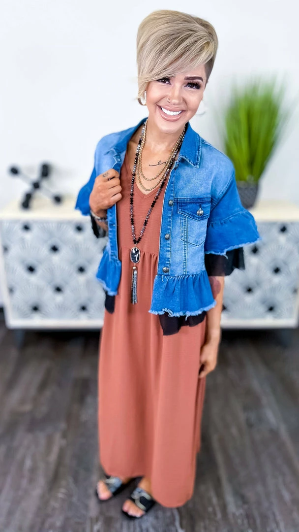 The ZigZag Stripe Copper City Sleek Midi Dress