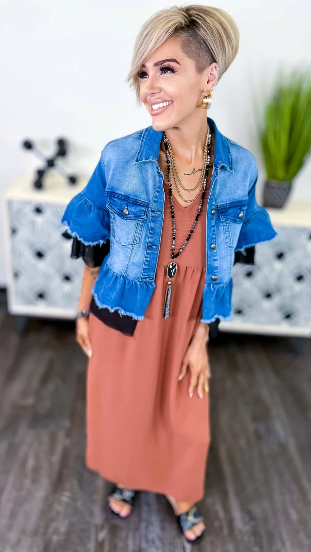 The ZigZag Stripe Copper City Sleek Midi Dress