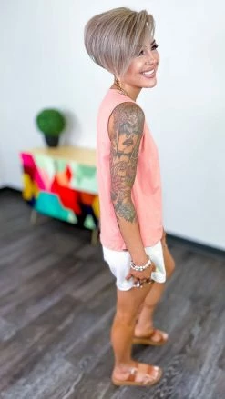 The ZigZag Stripe Coral Desirable Love Top [NO RETURNS] TOPS & TUNICS