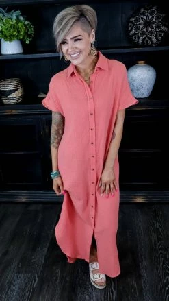 The ZigZag Stripe Coral Hampton Habits Dress