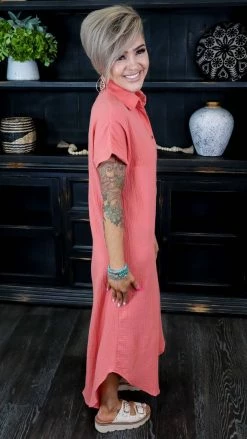 The ZigZag Stripe Coral Hampton Habits Dress