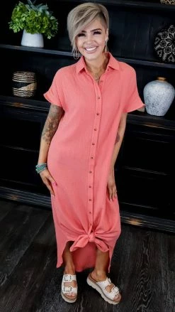 The ZigZag Stripe Coral Hampton Habits Dress