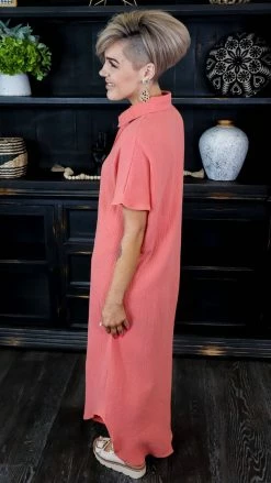 The ZigZag Stripe Coral Hampton Habits Dress