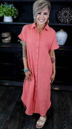 The ZigZag Stripe Coral Hampton Habits Dress