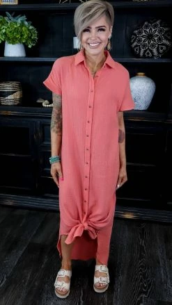 The ZigZag Stripe Coral Hampton Habits Dress