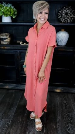 The ZigZag Stripe Coral Hampton Habits Dress