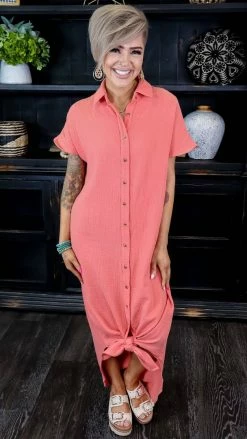 The ZigZag Stripe Coral Hampton Habits Dress