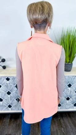 The ZigZag Stripe OUTERWEAR Coral Martini Nights Vest [NO RETURNS]