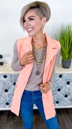 The ZigZag Stripe OUTERWEAR Coral Martini Nights Vest [NO RETURNS]