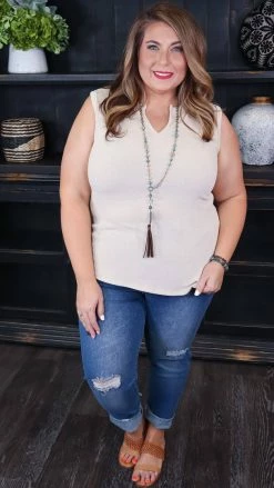 The ZigZag Stripe Cream Right About You Tank