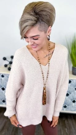 The ZigZag Stripe TOPS & TUNICS Cream Weekly Flavor Sweater