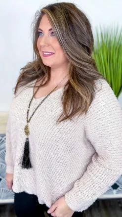 The ZigZag Stripe TOPS & TUNICS Cream Weekly Flavor Sweater