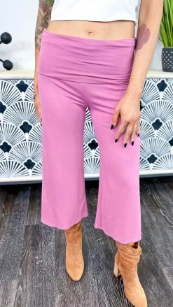 The ZigZag Stripe Dark Mauve Casual Gaucho Pants [NO RETURNS]