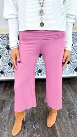 The ZigZag Stripe Dark Mauve Casual Gaucho Pants [NO RETURNS]