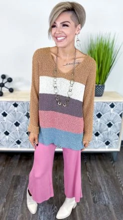 The ZigZag Stripe Dark Mauve Casual Gaucho Pants [NO RETURNS]