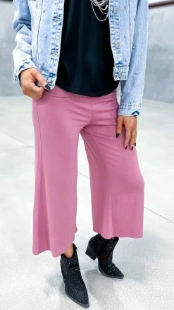 The ZigZag Stripe Dark Mauve Casual Gaucho Pants [NO RETURNS]