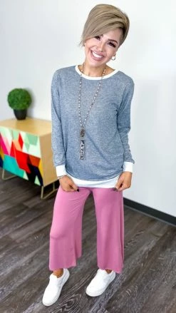 The ZigZag Stripe Dark Mauve Casual Gaucho Pants [NO RETURNS]