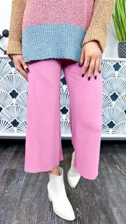 The ZigZag Stripe Dark Mauve Casual Gaucho Pants [NO RETURNS]