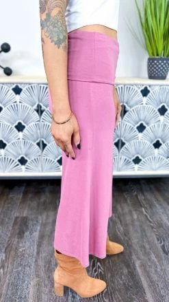 The ZigZag Stripe Dark Mauve Casual Gaucho Pants [NO RETURNS]