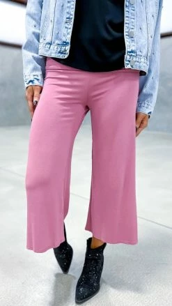 The ZigZag Stripe Dark Mauve Casual Gaucho Pants [NO RETURNS]