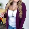 Zenana Dark Plum Take Direction Cardigan