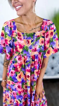 The ZigZag Stripe Delicate Bloom Dress