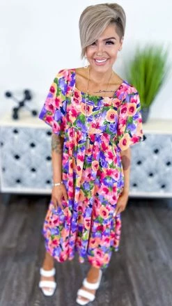 The ZigZag Stripe Delicate Bloom Dress