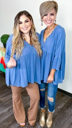 The ZigZag Stripe TOPS & TUNICS Denim Boardwalk Dates Top