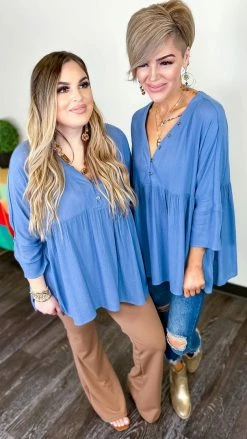 The ZigZag Stripe TOPS & TUNICS Denim Boardwalk Dates Top