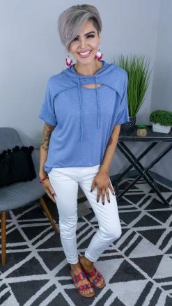 The ZigZag Stripe TOPS & TUNICS Denim Chic Edge Top [NO RETURNS]