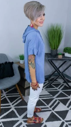 The ZigZag Stripe TOPS & TUNICS Denim Chic Edge Top [NO RETURNS]