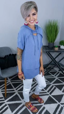 The ZigZag Stripe TOPS & TUNICS Denim Chic Edge Top [NO RETURNS]