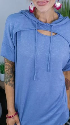 The ZigZag Stripe TOPS & TUNICS Denim Chic Edge Top [NO RETURNS]