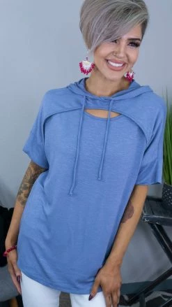 The ZigZag Stripe TOPS & TUNICS Denim Chic Edge Top [NO RETURNS]