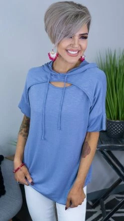 The ZigZag Stripe TOPS & TUNICS Denim Chic Edge Top [NO RETURNS]