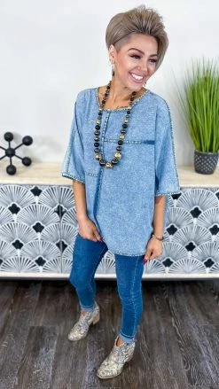 Zenana TOPS & TUNICS Denim Dreams Top
