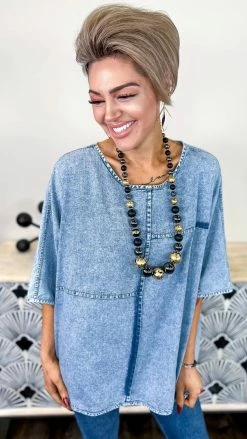 Zenana TOPS & TUNICS Denim Dreams Top