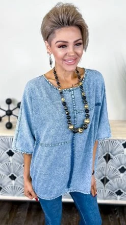 Zenana TOPS & TUNICS Denim Dreams Top