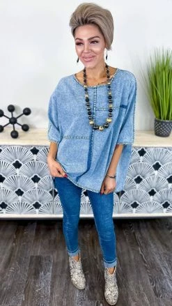 Zenana TOPS & TUNICS Denim Dreams Top