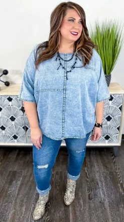 Zenana TOPS & TUNICS Denim Dreams Top